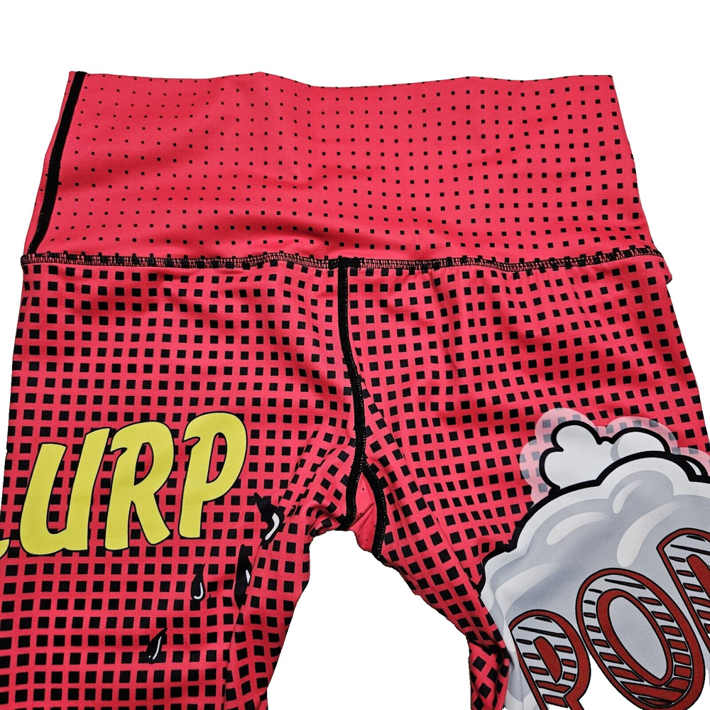 Pop Art Legging Womens M/L Comic Colorful Athleisure Slurp Y2K Red Strawberry - Picture 11 of 14